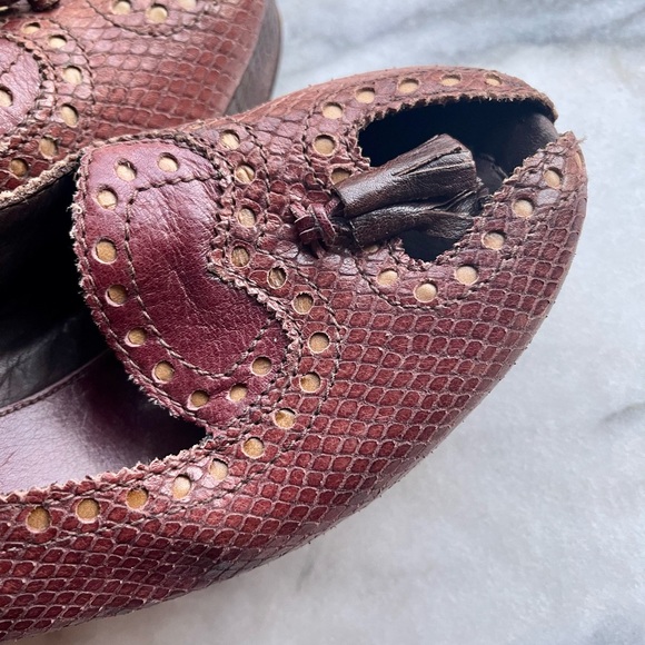 Vintage Henry Beguelin brown snakeskin leather sling back platforms - Picture 5 of 11